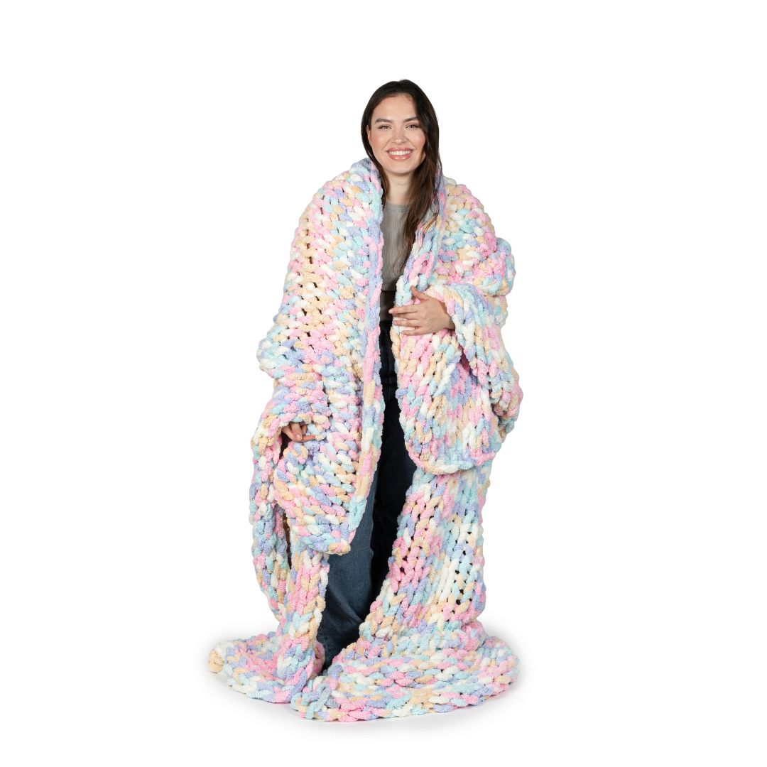 Rankų darbo megztas pledas