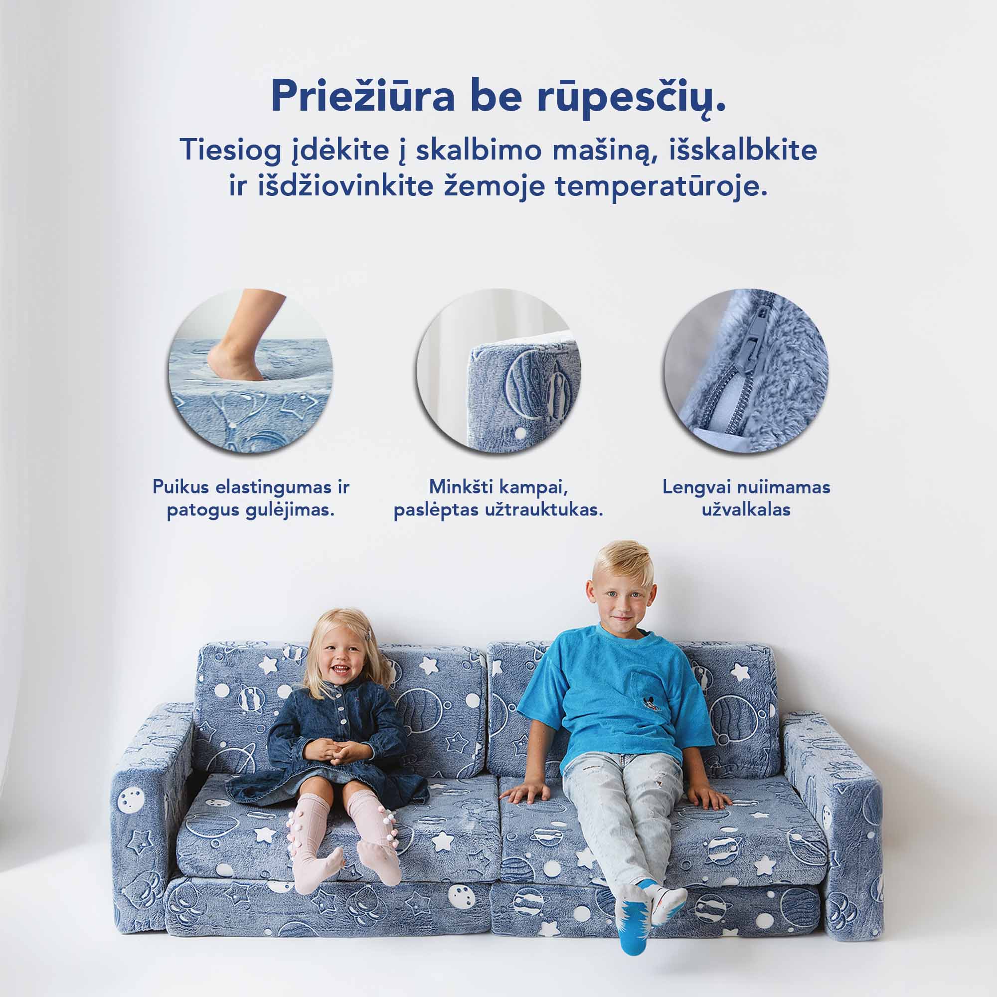 10 dalių modulinė sofa vaikams
