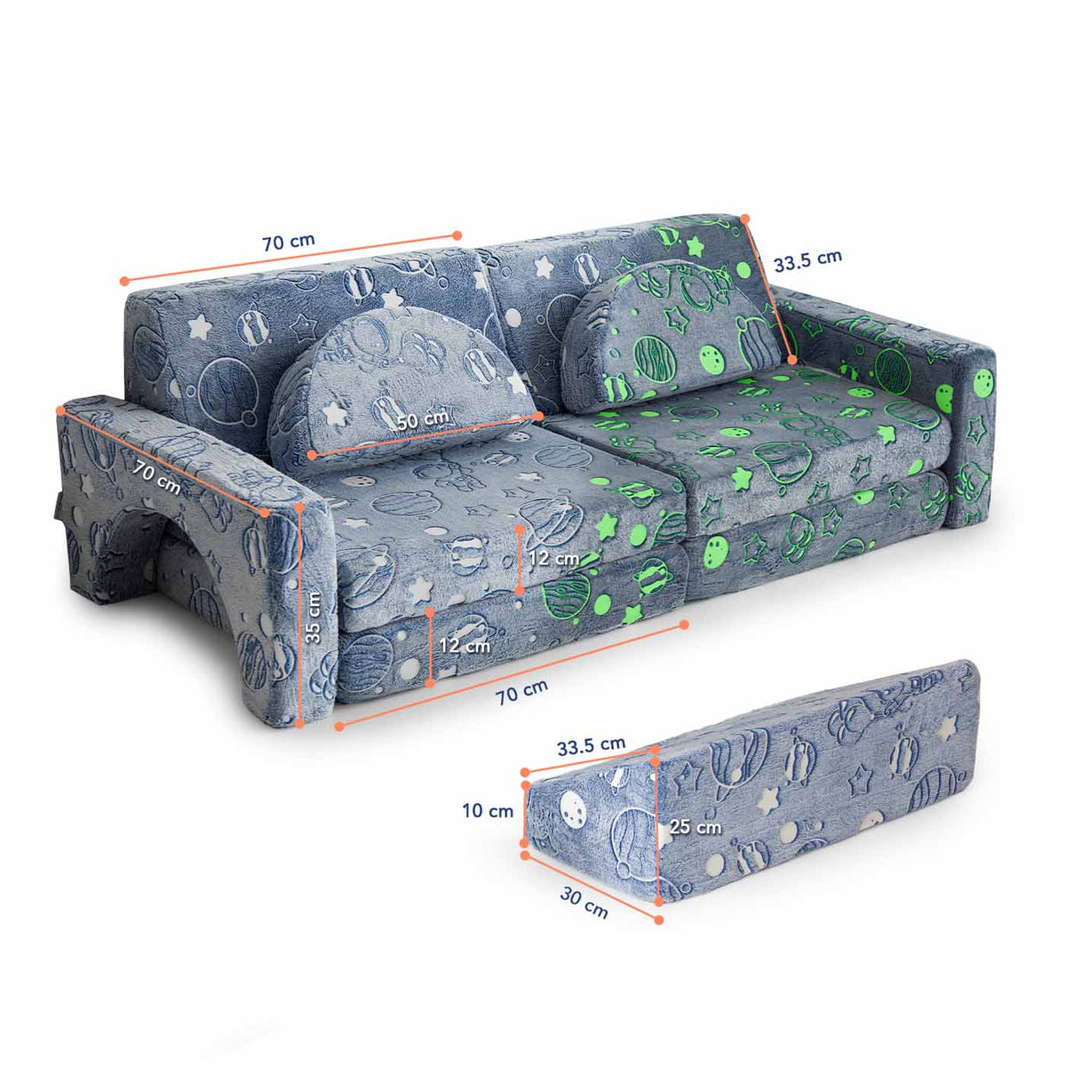10 dalių modulinė sofa vaikams