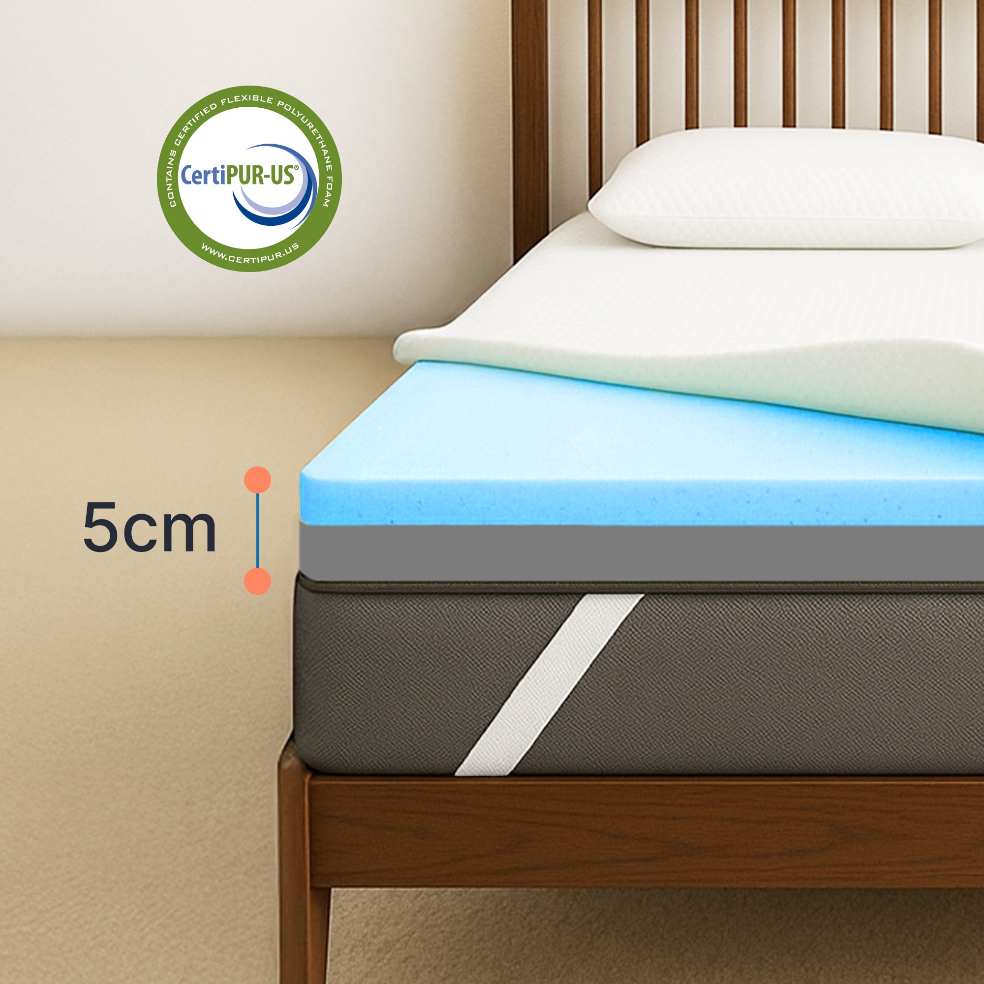 2 in 1 Dvipusis Komforto antčiužinis- Gelinis su tencelio užvalkalu