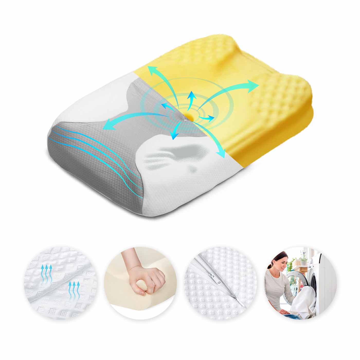 Kontūrinė viskoelastinė pagalvė